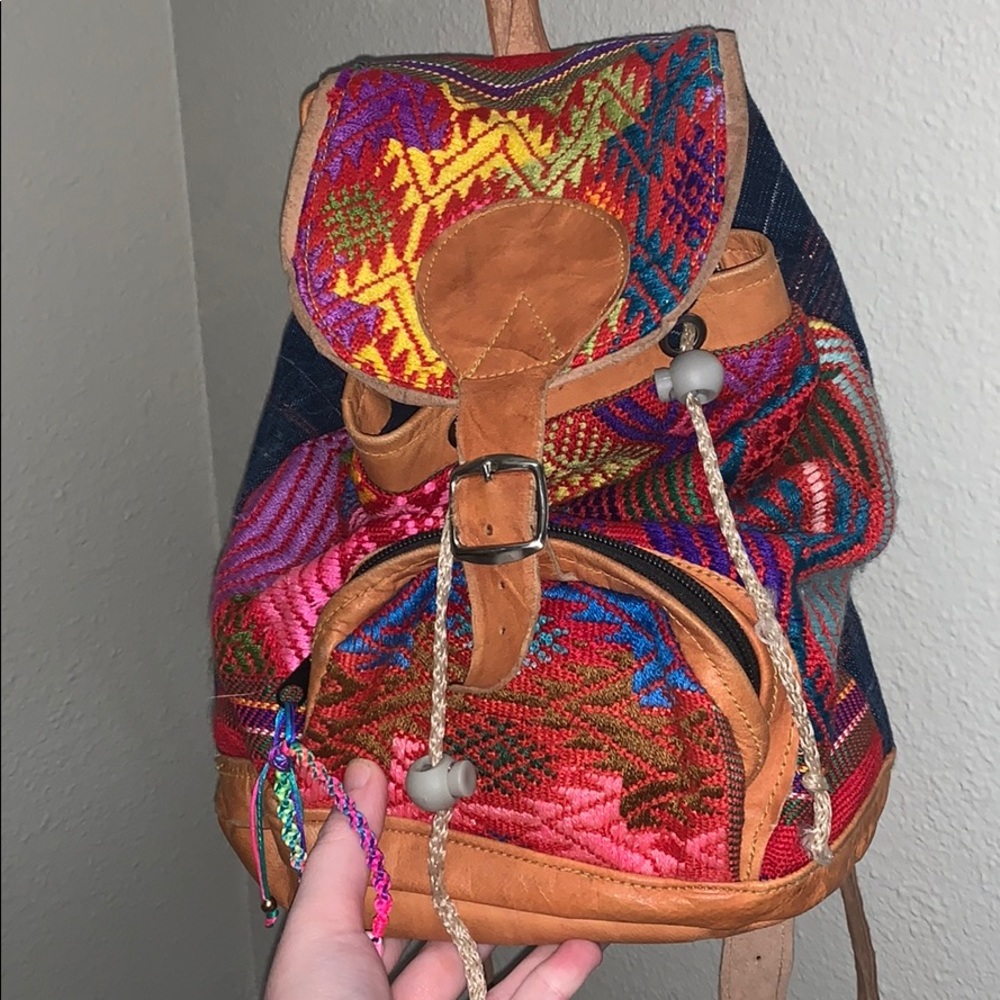 Colorful leather backpack